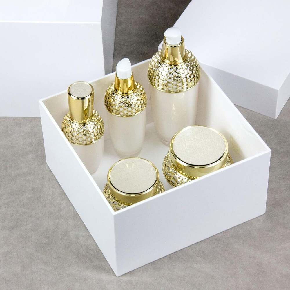 Kcgani White Acrylic Cube Cupcake Dessert Display Stands, 5 Sides