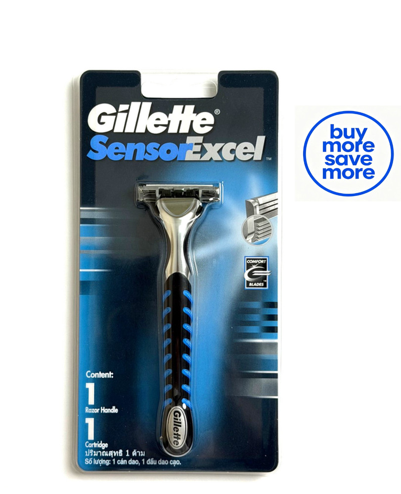 Gillette Sensor Excel Razor Handle + 1 Cartridge - MENS EXCEL FREE SHIPPING