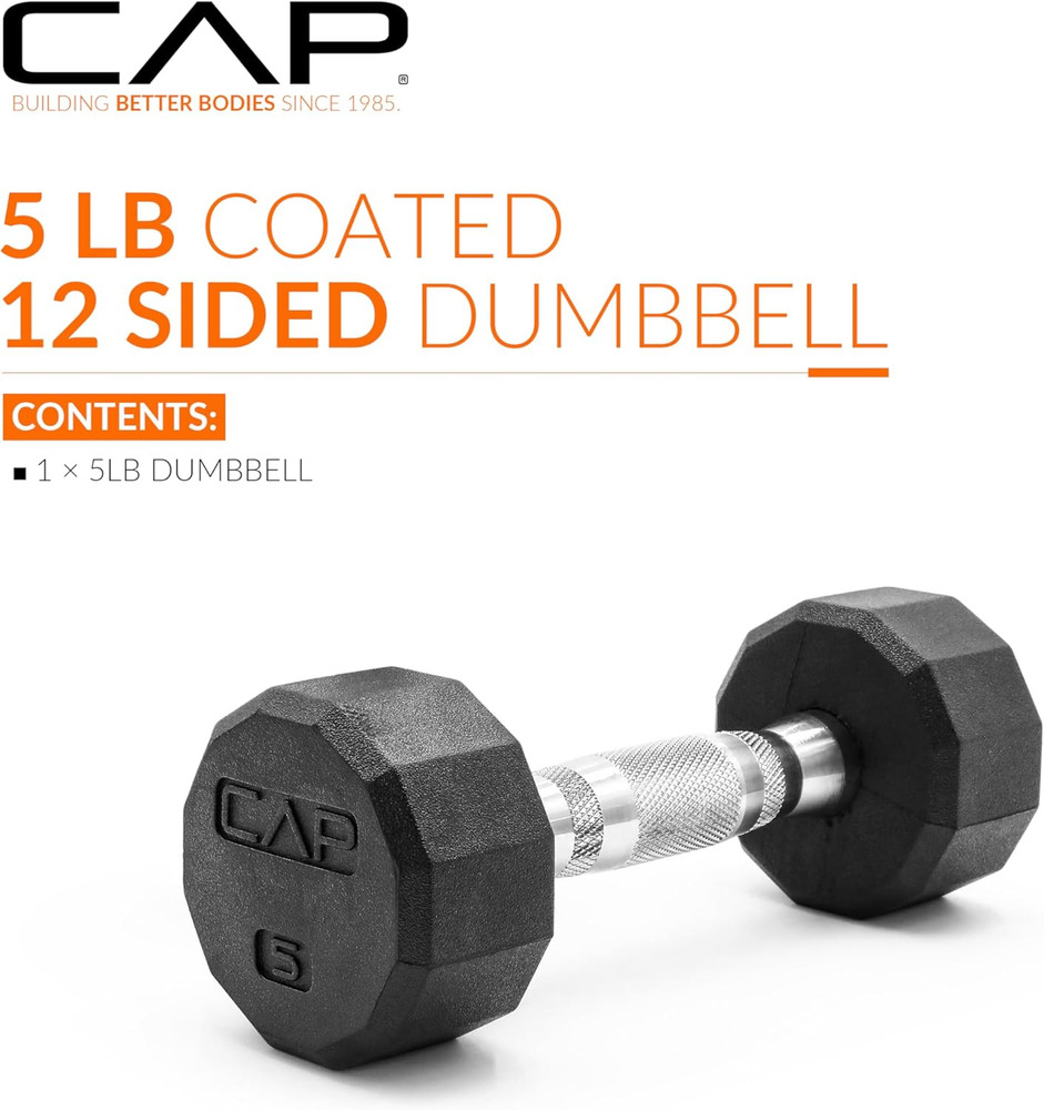 Coated Hex Dumbbell Weight - Single | 10-120 Lbs | Multiple Options