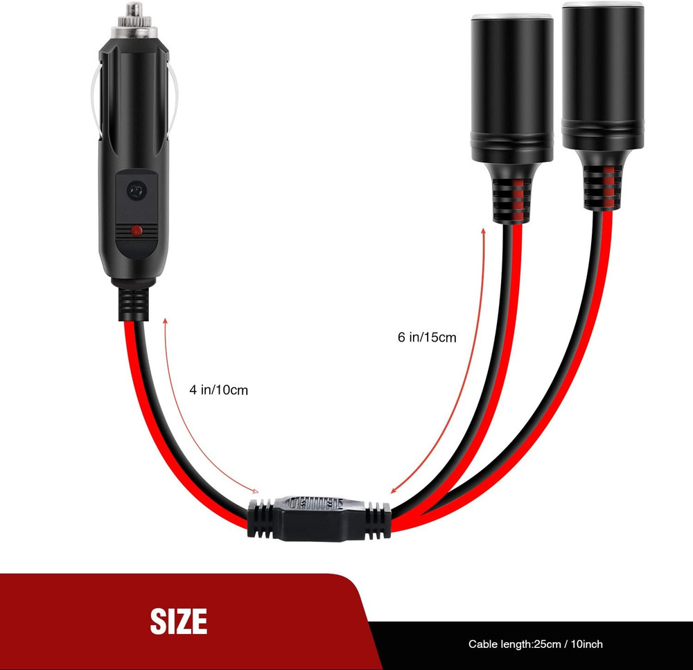 Nilight Car Cigarette Lighter Splitter Plug Socket 2-Way Splitter Splits 1 Car C