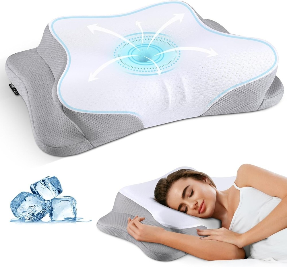 Cooling Cervical Neck Pillow Ergonomic Memory Foam for All Sleepers