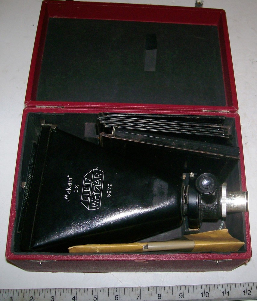 RARE LEICA E. LEITZ WETZLAR MEDIUM FORMAT MAKAM IX MICROSCOPE CAMERA wOB GERMANY