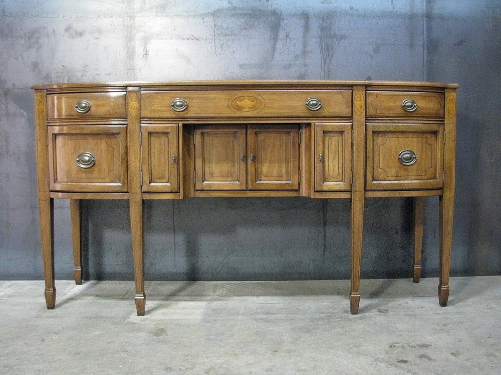 High-End Large Size Solid Walnut Federal Style Sideboard By Davis Cabinet