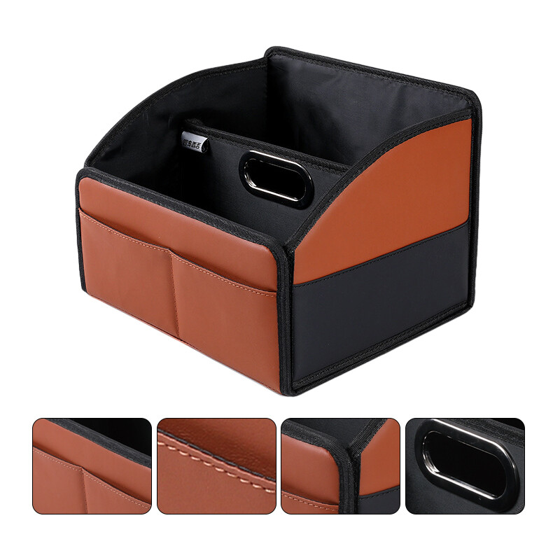 Co Driver Storage Box Car Front PU Leather Storage Box High-Capacity