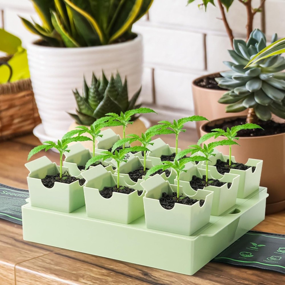 Seed Starter Tray, Extra-Thick Reusable Germination Kit,9 Deep 2.3 in Cells