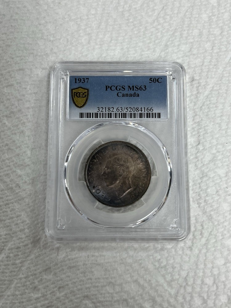 1937 Canada 50 Cents Pcgs Ms63