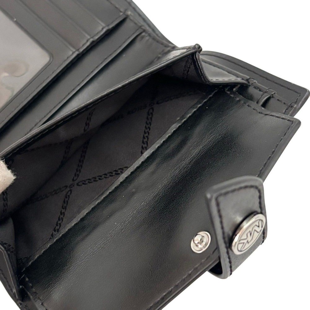 MICHAEL KORS Medium Wallet Black Leather Logo Used
