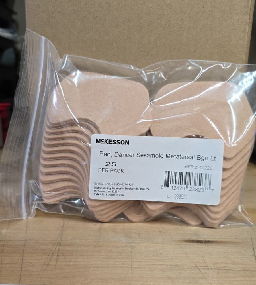Dancer Sesamoid Metatarsal Pads, Beige, FOR LEFT FOOT - Pack of 25