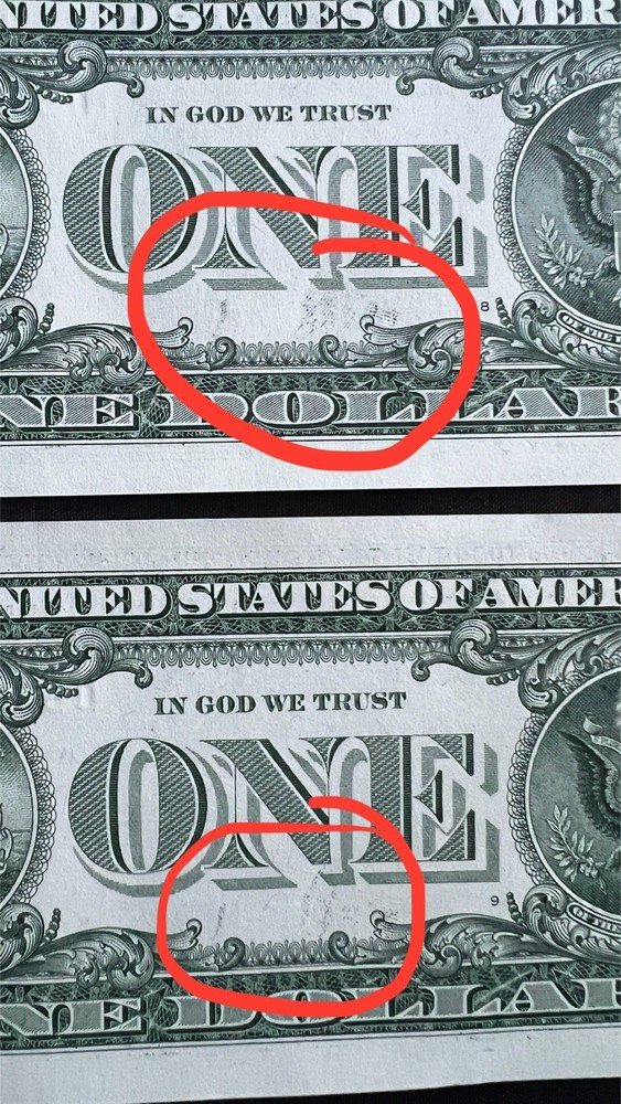 Rare Uncirculated Sequential $1 Bills w/ Multiple Printing Errors - 1 each