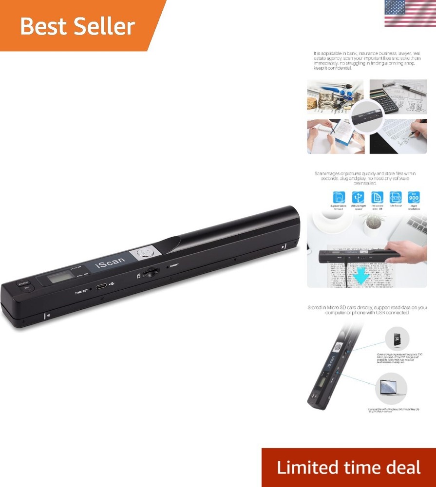 Versatile 900 DPI Handheld Image Scanner - Direct USB Connection with Storage