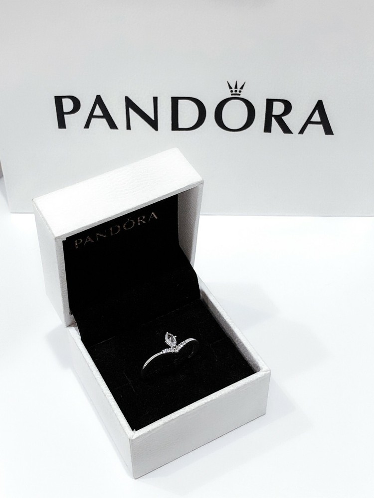 NEW Authentic PANDORA 925 Ale  Classic Wish Wishbone CZ Stackable Ring 197790CZ