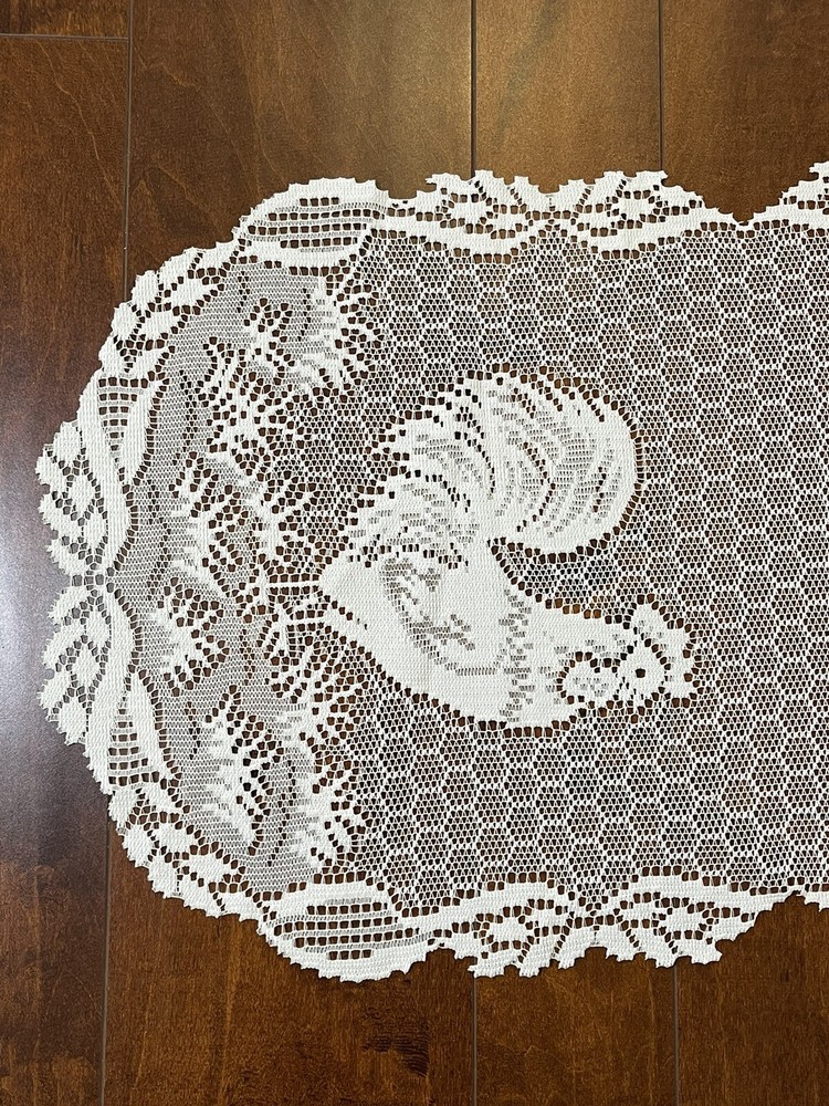 Heritage Lace Ecru 14" x 34" Rooster Table Runner NWT