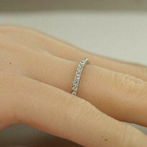 1.30 Ct Lab-Created Diamond Wedding Band Stackable Ring 14K White Gold Over