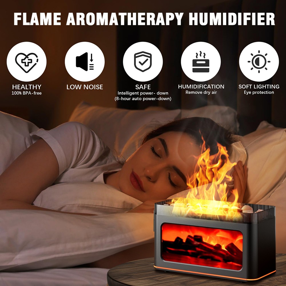 US 7 Colors Fireplace Flame Air Diffuser Humidifier Aromatherapy Remote Home Car