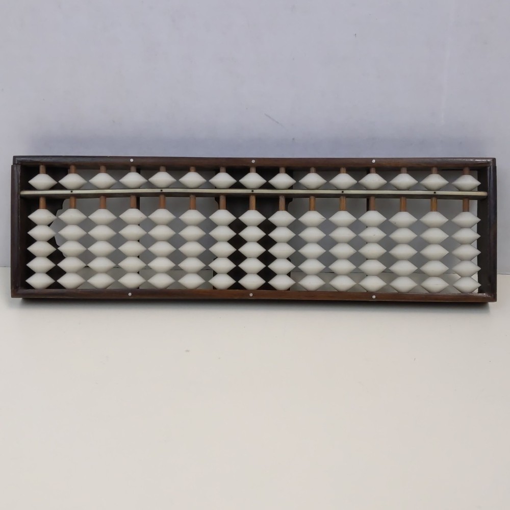 Vintage Chinese Plastic Abacus White Beads Counting Frame Math Tool Decor