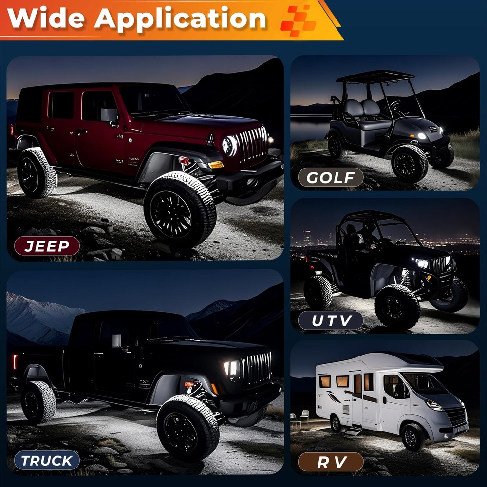 12 Pods Pure White LED Rock Lights Kit with Switch Wiring Harness,6500K 324 L...