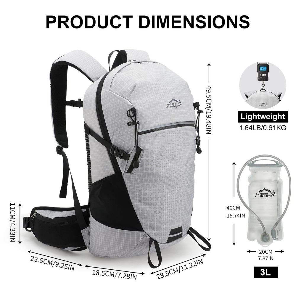 Hydration Backpack, 25L Hiking Backpack with 3L Water Bladder and Rain Cover,...