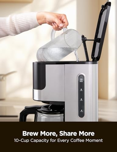 Classic 10-Cup Drip Coffee Maker, Easy To Use Coffee Machine with