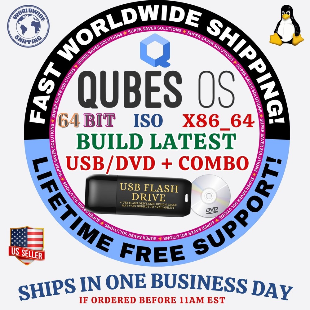 QubesOS LINUX OS ISO 64BIT USB-DVD LIVE-BOOT INSTALL | MAC PC CHROMEBOOK