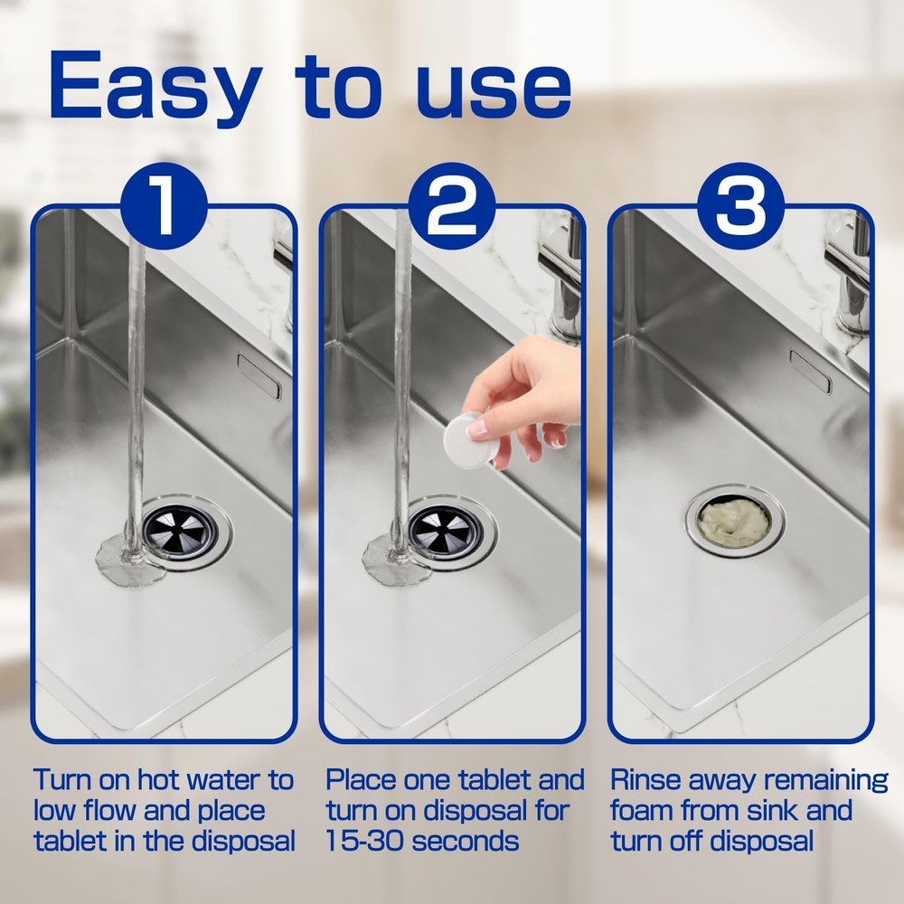 Lemon Scented Garbage Disposal Cleaner Tablets - 12 Pack, All Disposal Types