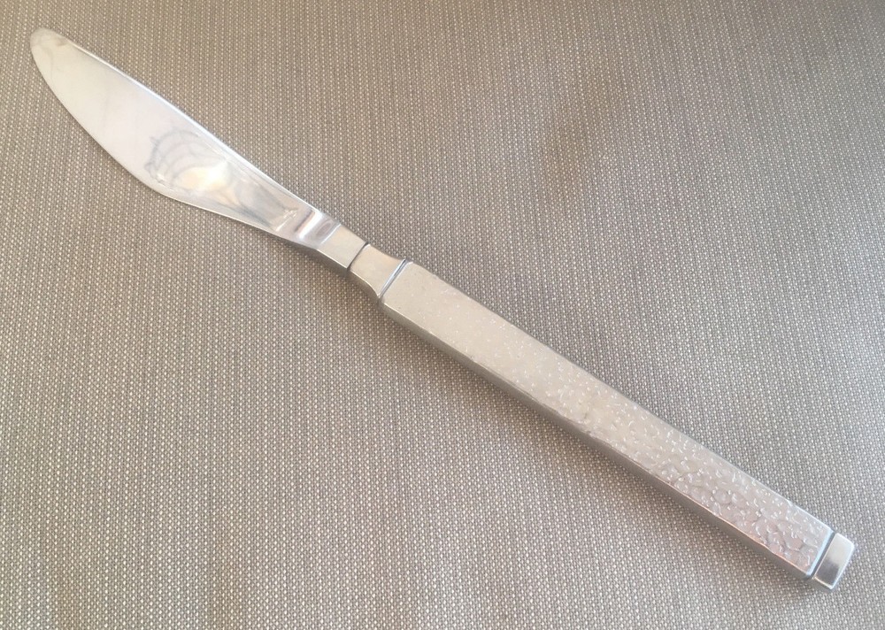1 Modern Solid Dinner Knife Gorham Casablanca Stainless Silver Hammered 30787