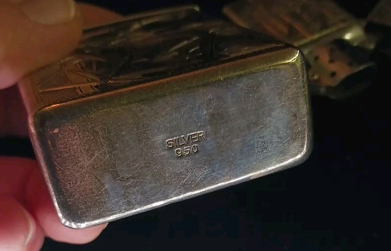 ANTIQUE 950 Silver Japanese Bamboo Lighter & Cigarette Case