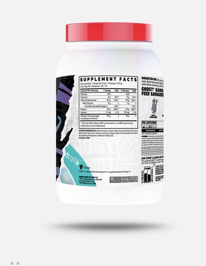GHOST Clear Whey Protein Gains Isolate 40 Grams Blue Raspberry