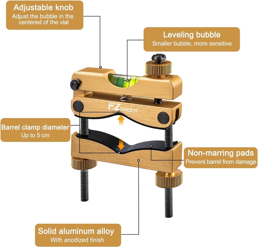 Scope Leveling Tool Scope Mounting Level Kit for Gunsmithing & Maintenance Gold