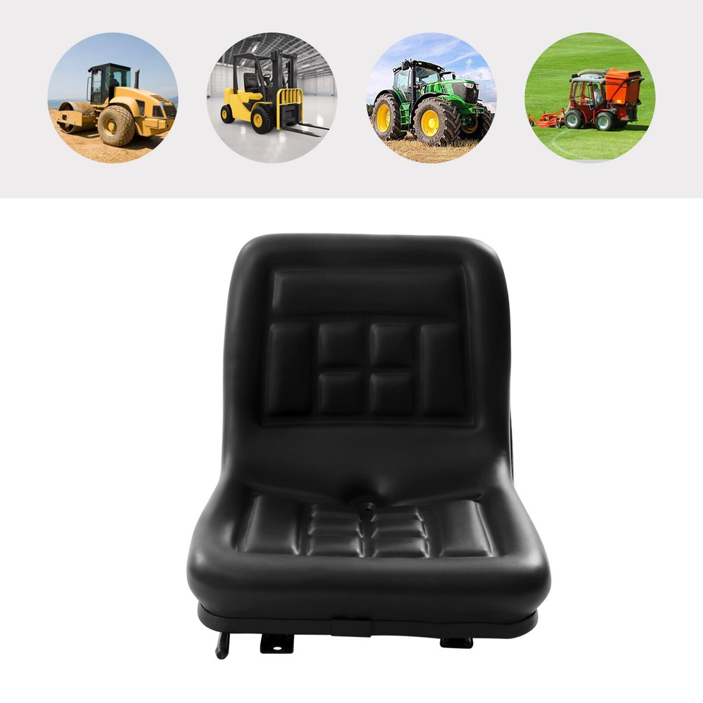 Black Universal Compact High Back Lawn Tractor Seat with Mounting Bolt Patterns