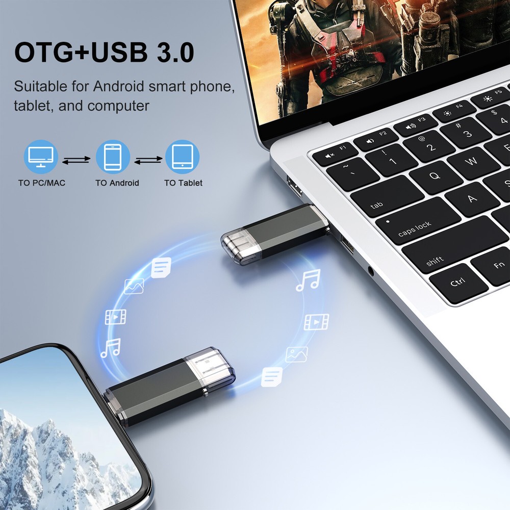 High Speed USB 3.0 Flash Drive 128G Type C Memory Photo Stick for iPhone Android