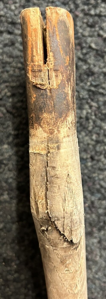 Vintage Single Bit Curved Wooden Axe Handle Hickory