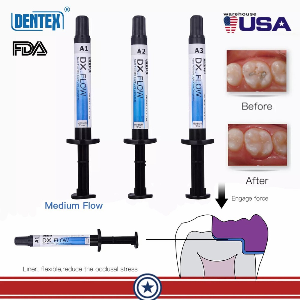 DX.FLOW Dental Flowable Light Cure Composite Resin Medium Flow DENTEX