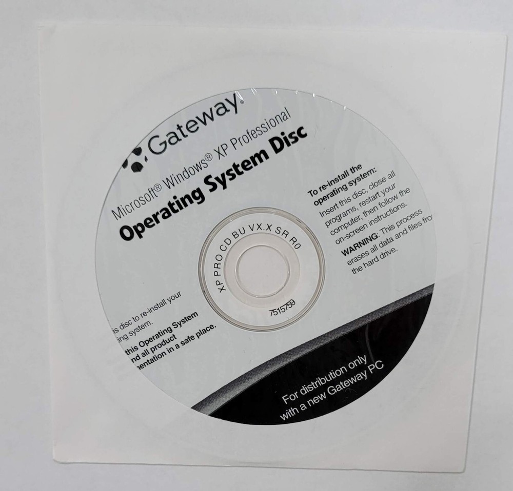 Gateway Operating System Windows XP Professional CD Disc