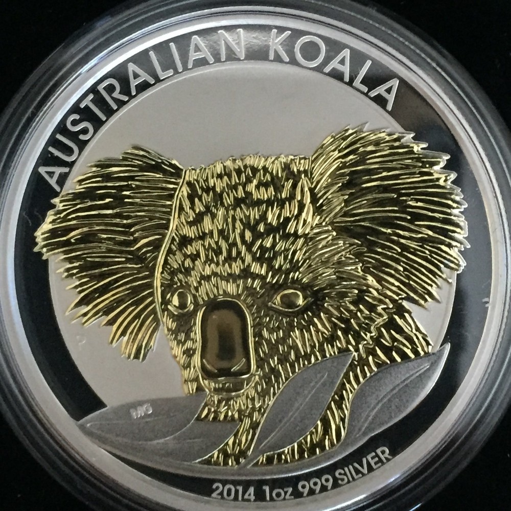 Perth Mint - Australian Koala 2014 1oz Silver Gilded Edition