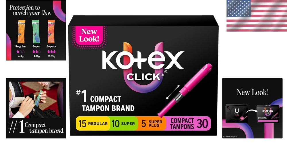 U by Click Unscented Tampons, 180 Count: Regular, Super & Super Plus Absorbency