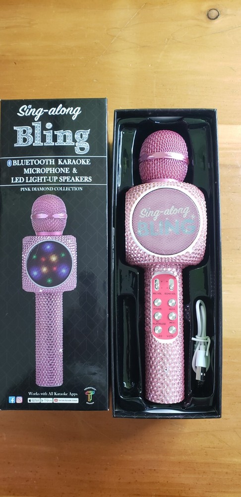 Pink Bling Karaoke Microphone & Bluetooth Speaker
