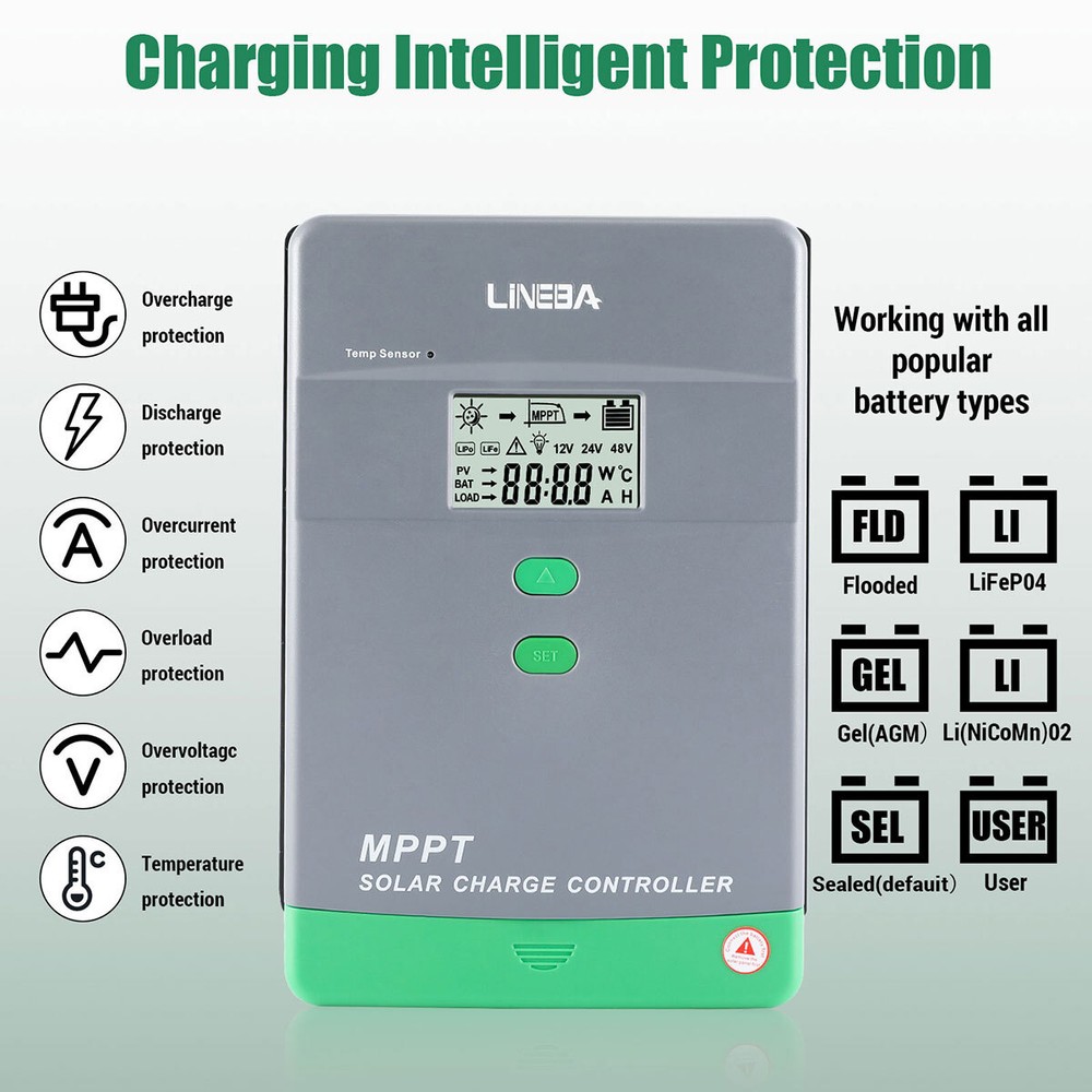 5200W 100A Solar Charge Controller 12V/24V/36V/48V Solar Panel PV Regulator NEW