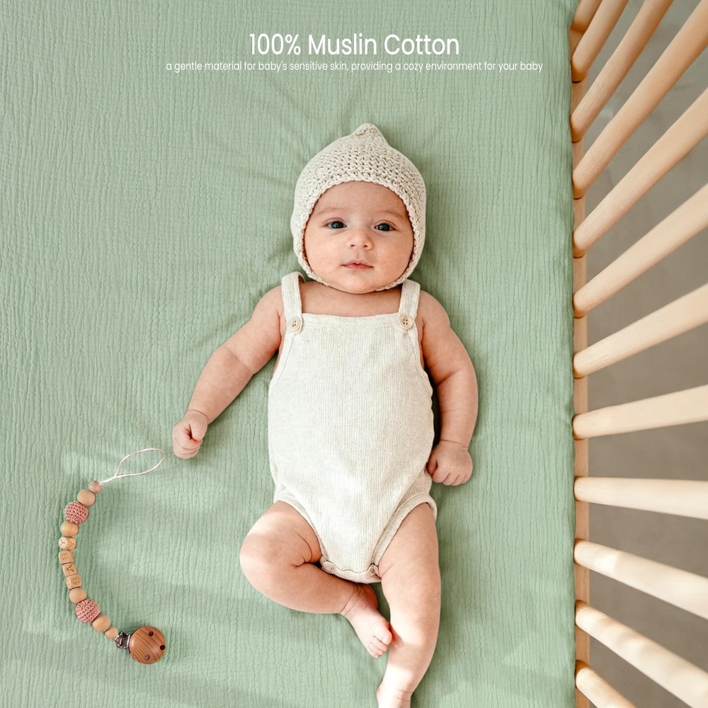 Fitted Crib Sheets 2-Pack: Soft Muslin Cotton for Standard Crib - Boho Forest...