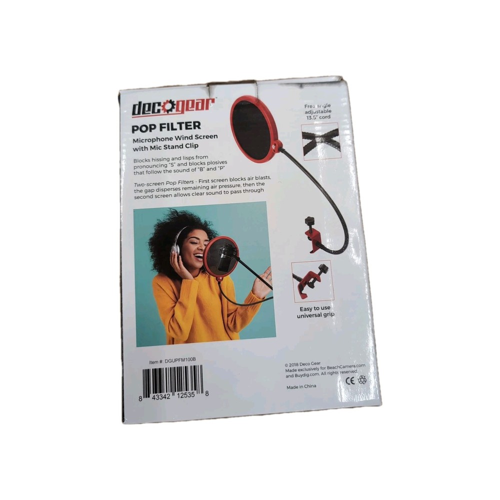 Deco Gear Universal Double Layer Pop Filter Microphone Wind Screen with Clip