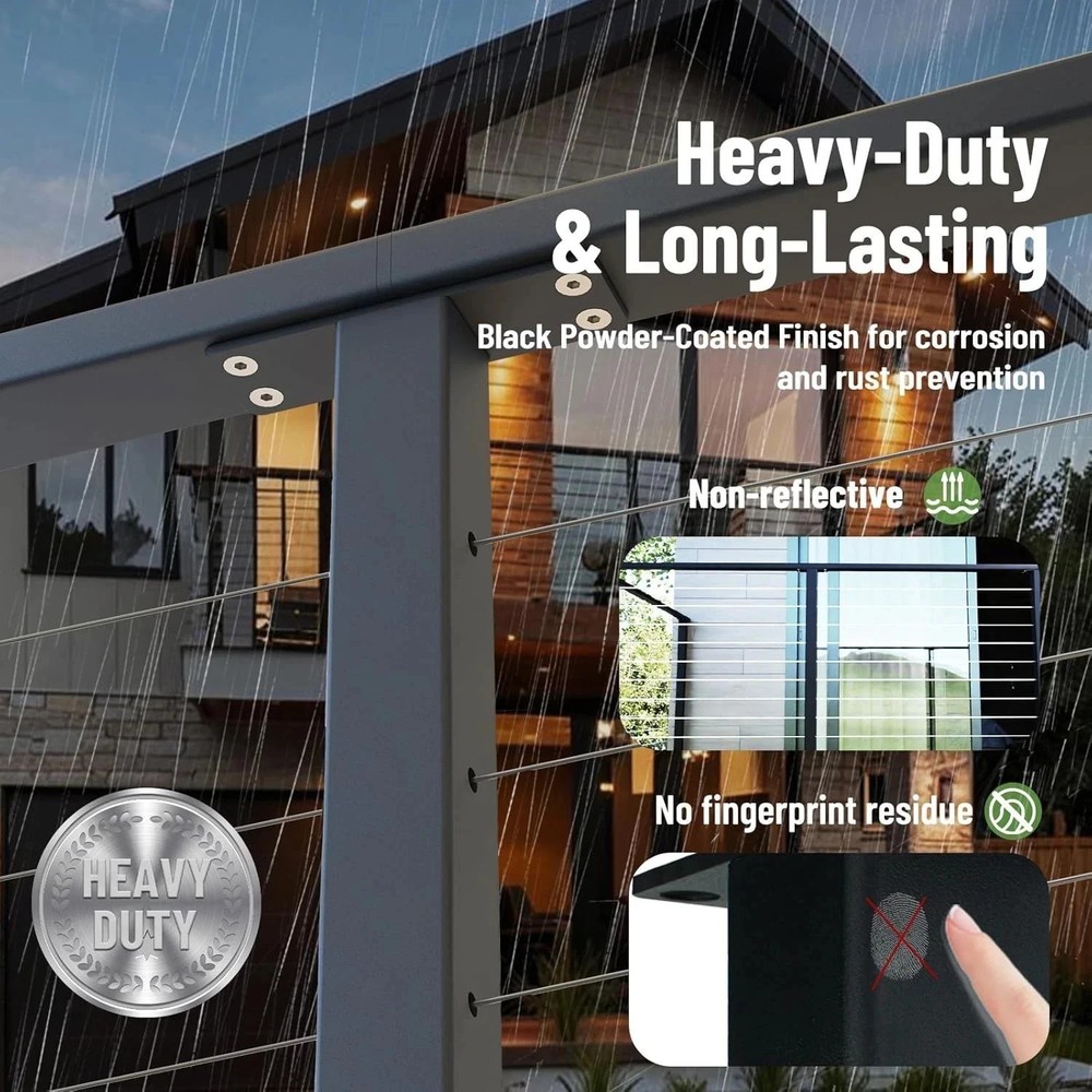 Cable Railing Intermediate Post 42" - 316 Stainless Steel Black Level Mid Post