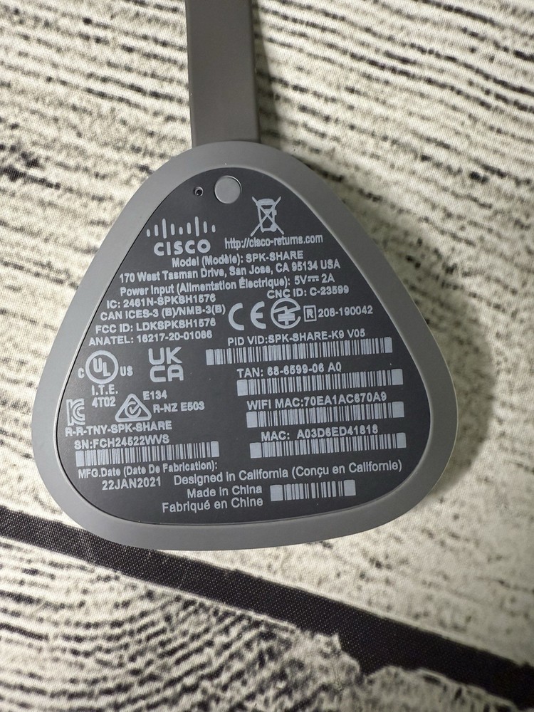 Cisco SPK-SHARE Webex Share Network Adapter, SPK-SHARE