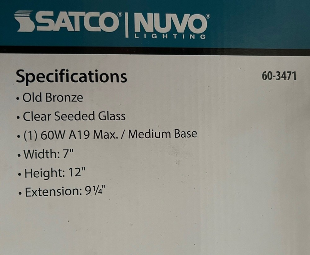 18" 1 Light Cornerstone Wall Lantern with Clear Seed Glass - SATCO-60-3471