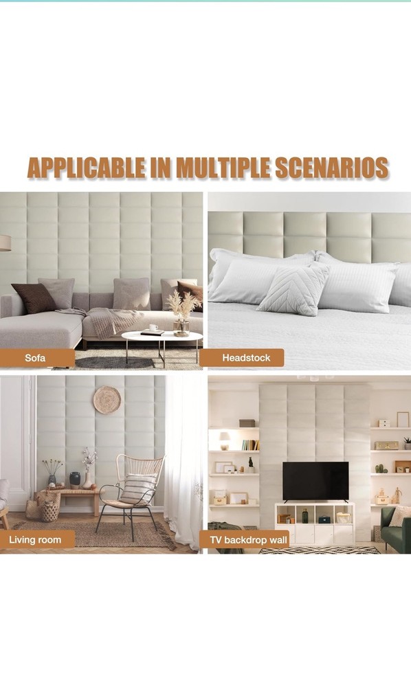 Wapane Peel And Stick Headboard Upholstered Wall Panel 4 Piece White