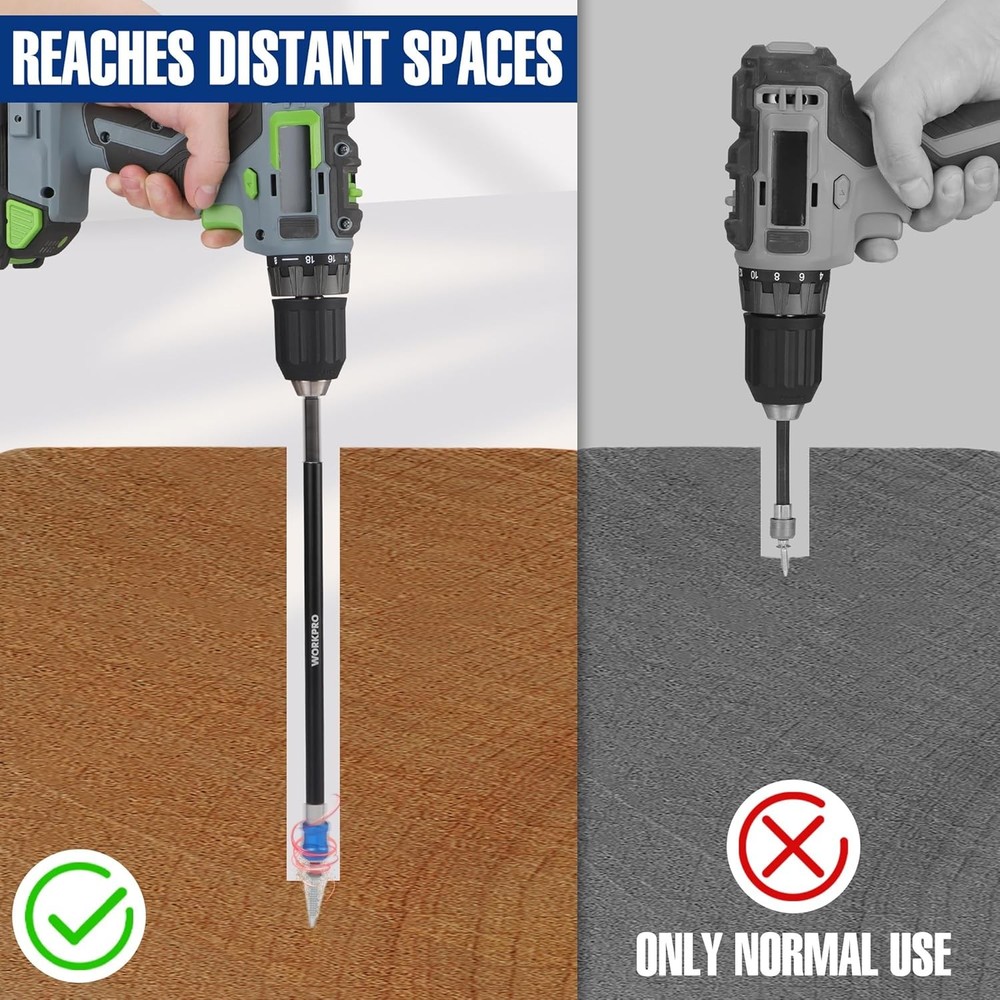 WORKPRO 12" Magnetic Drill Bit Extension 1/4" Quick Release Bit Holder for Drill