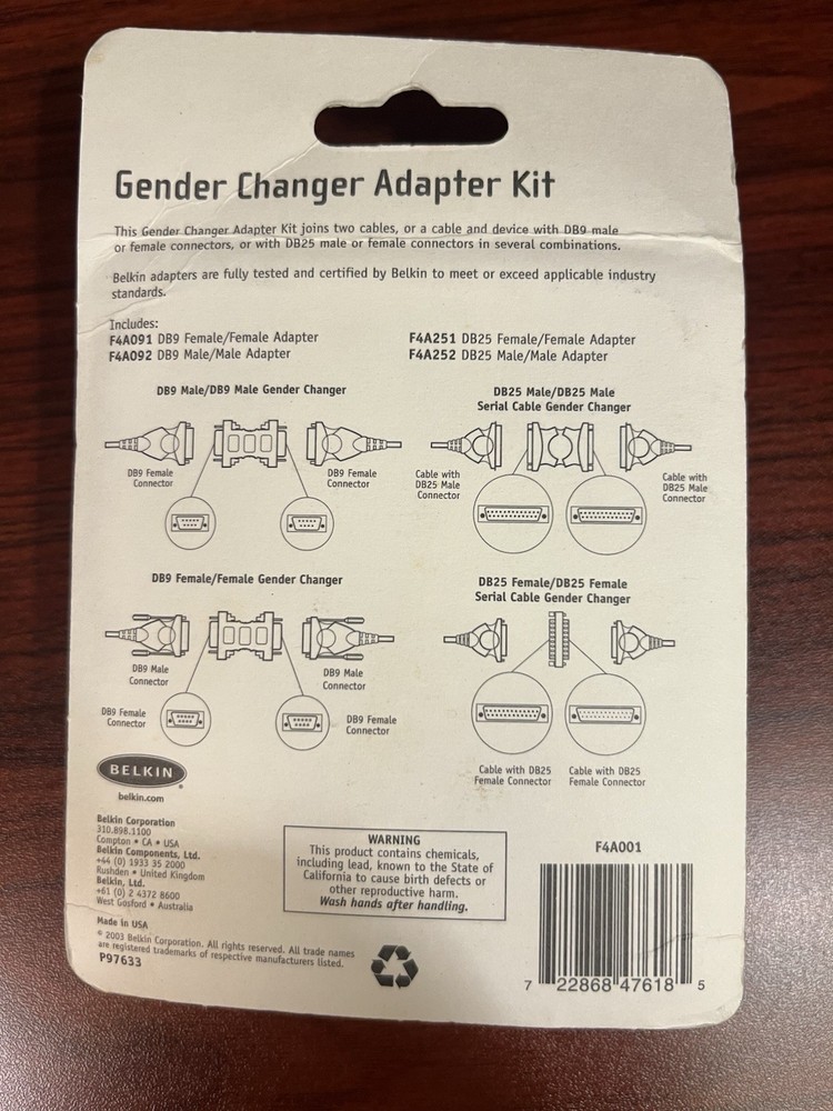 Belkin Gender Changer Adapter Kit