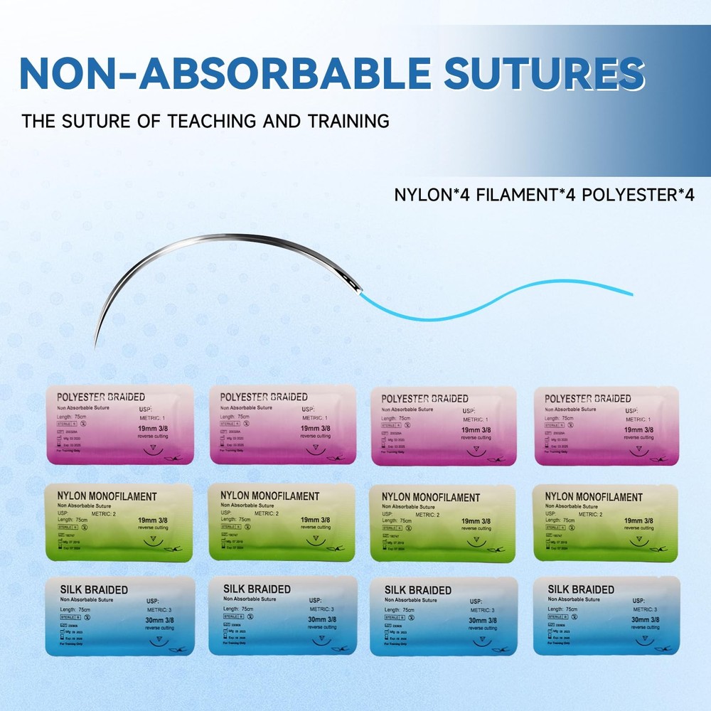 Suture Practice Kit for Students - Suturing Kit (20 Pieces) with Durable Sili...