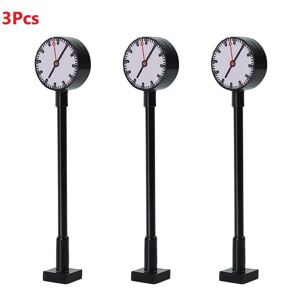 3pcs Platform Clock Lamp Model Railway Light Layout Model Railway HO Scale 1:87