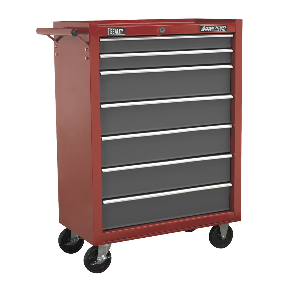 Roller Tool Cabinet Storage Box Rollcab, 7 Drawer, Red/Grey Sealey AP22507BB C