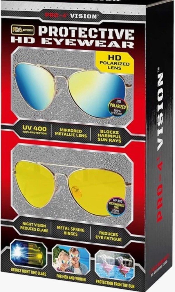 Pro-4 Aviator Protective HD Eyewear - 2 Pack