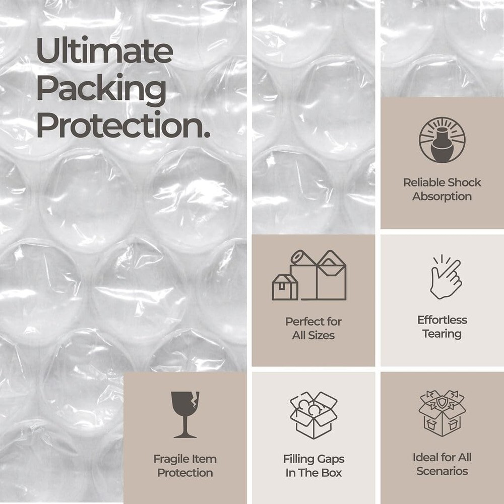 2 Pack Bubble Cushion Wrap 12" x 175 FT – Ideal for Packing & Moving